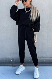 Mackenzie Cozy Sweater Pants Set - Stylish Tracksuit for Ultimate Comfort Black