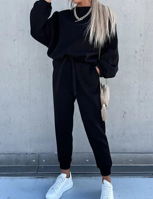 Mackenzie Cozy Sweater Pants Set - Stylish Tracksuit for Ultimate Comfort Black