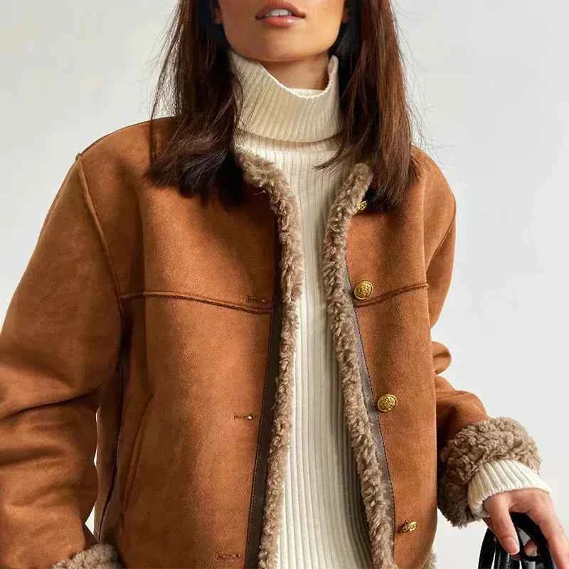 Plush Shearling Jacket With Cozy Lining And Silhouette - New Family Finds