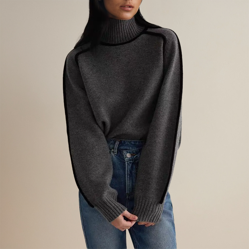 Slim Fit Turtleneck Knit Sweater Solid Color Everyday