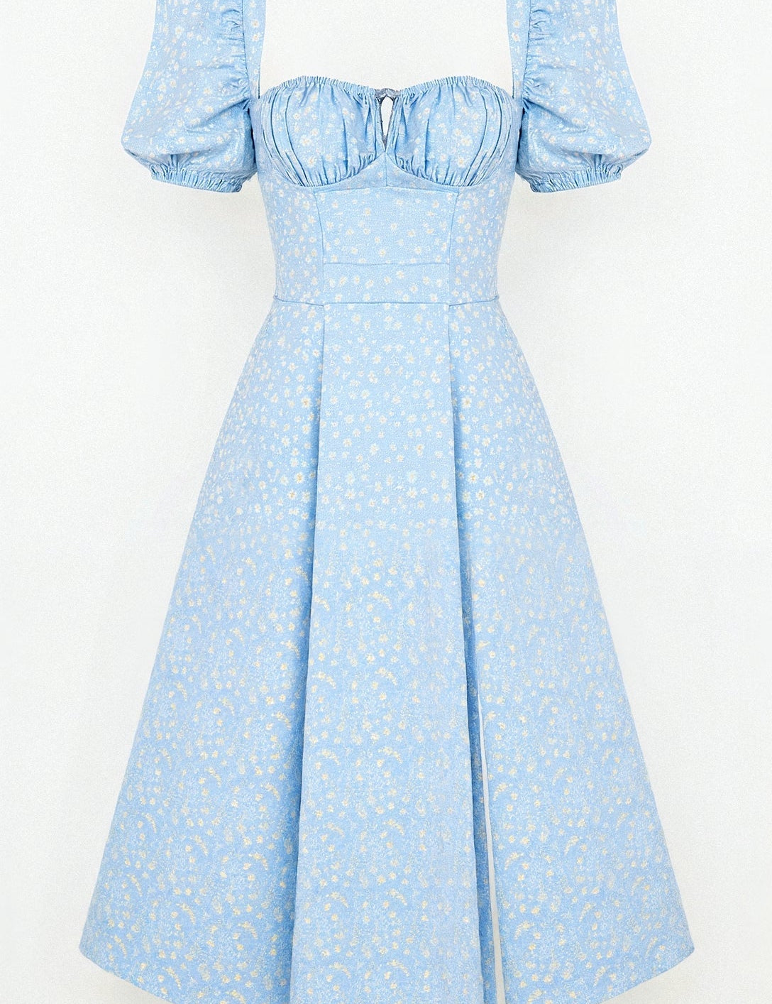 Square Neckline Daniela Midi Dress Light Blue