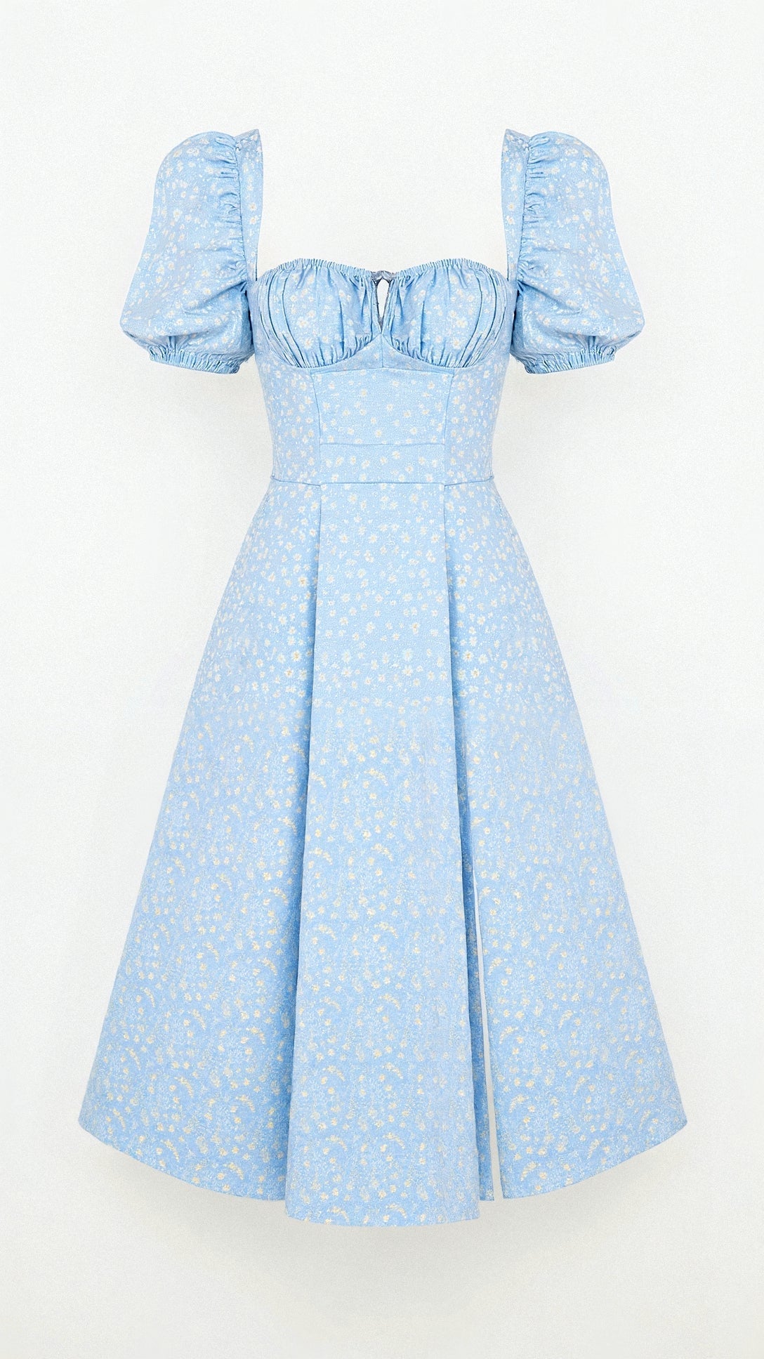 Square Neckline Daniela Midi Dress Light Blue