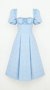 Square Neckline Daniela Midi Dress Light Blue