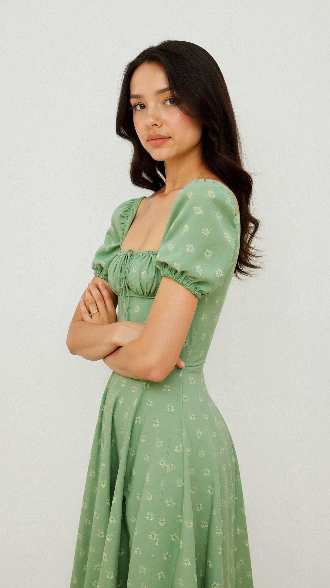 Square Neckline Daniela Midi Dress