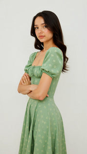 Square Neckline Daniela Midi Dress