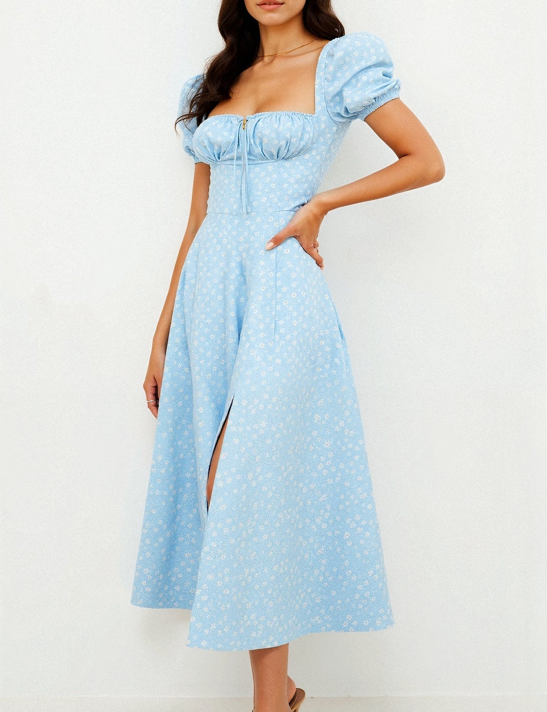 Square Neckline Daniela Midi Dress