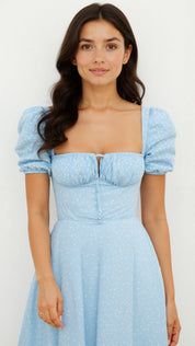 Square Neckline Daniela Midi Dress