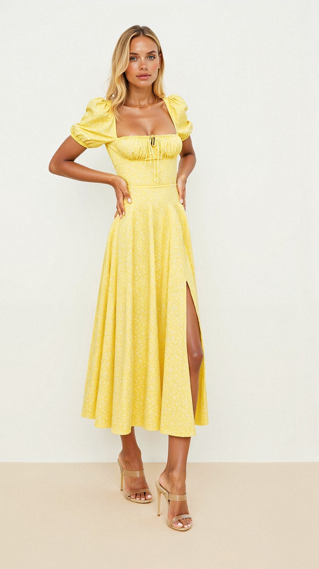 Square Neckline Daniela Midi Dress