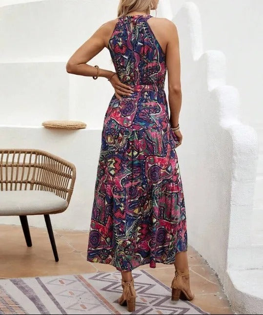 Philine - Retro Halterneck Maxi Dress