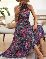 Philine - Retro Halterneck Maxi Dress