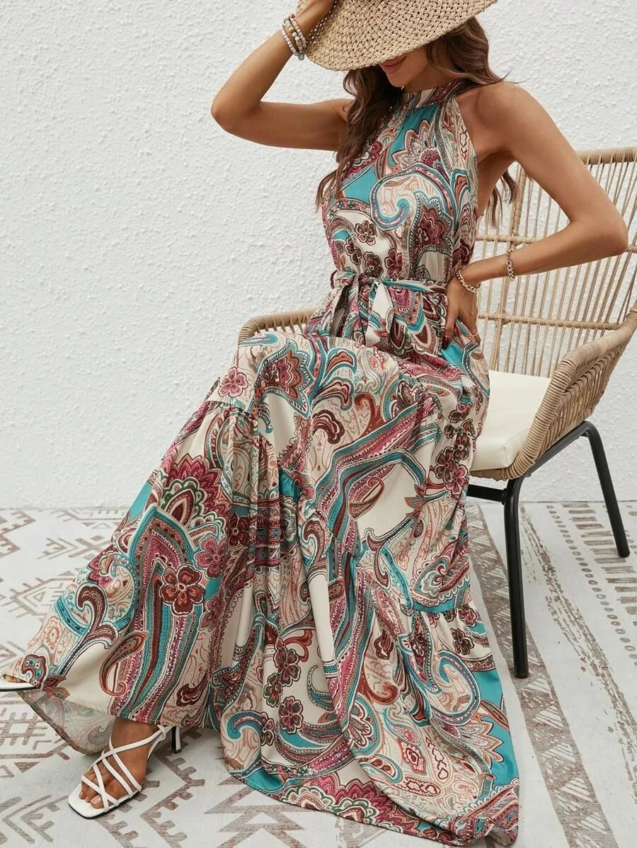 Philine - Retro Halterneck Maxi Dress