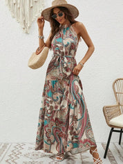 Philine - Retro Halterneck Maxi Dress Pink