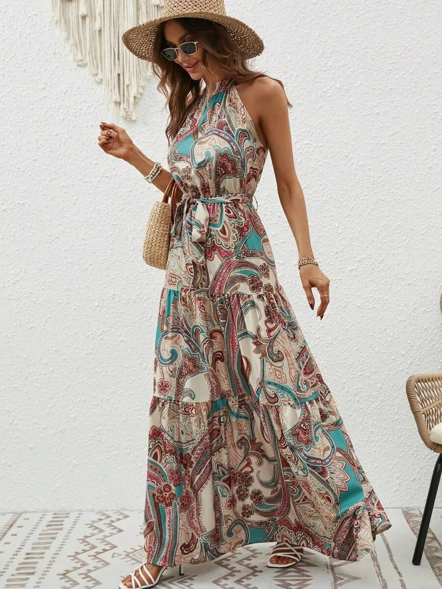 Philine - Retro Halterneck Maxi Dress