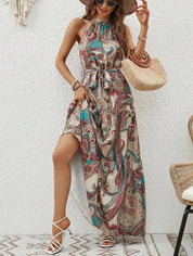Philine - Retro Halterneck Maxi Dress