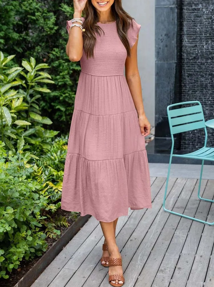 Leana - Gathered Bust Dress Pink