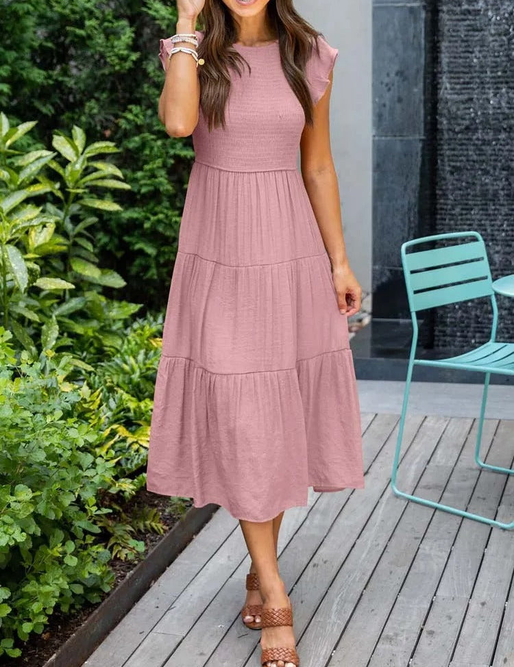 Leana - Gathered Bust Dress Pink