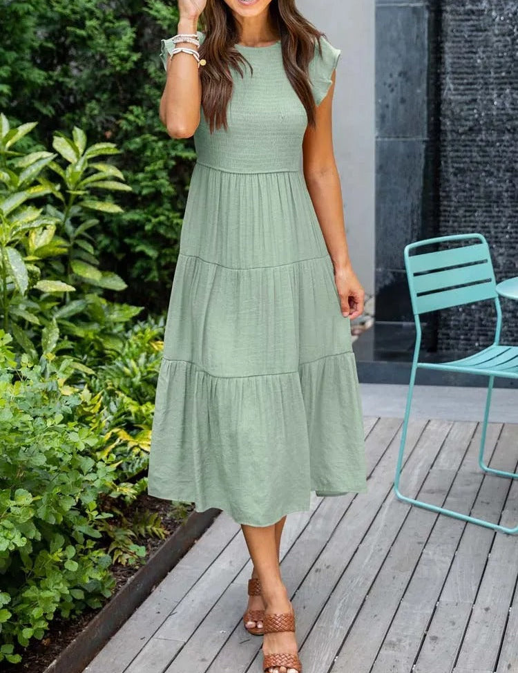 Leana - Gathered Bust Dress Light Green