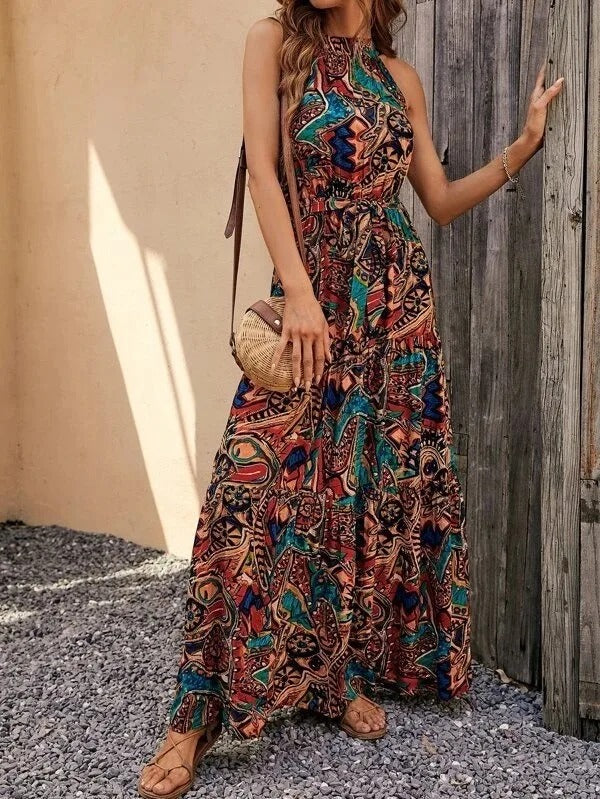 Philine - Retro Halterneck Maxi Dress