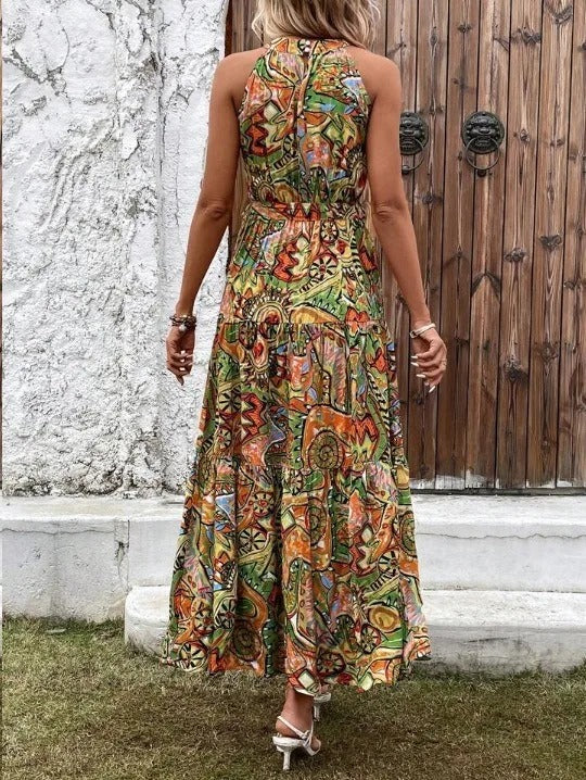 Philine - Retro Halterneck Maxi Dress