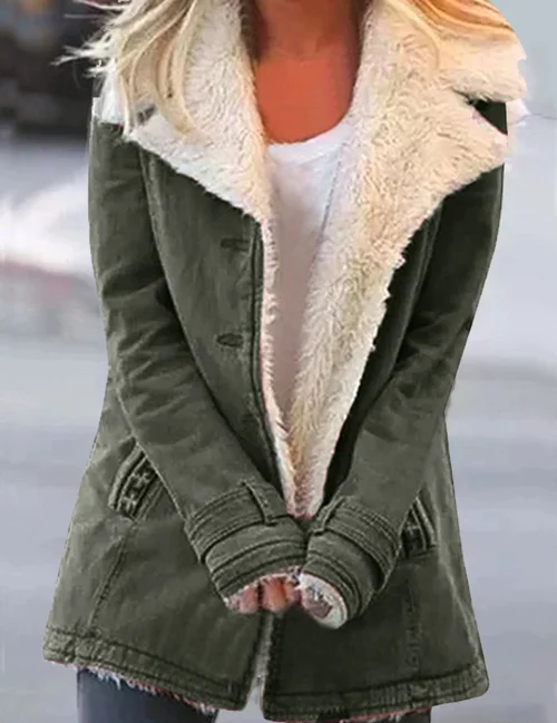 Susanne - Women's Cozy Thermal Jacket - Fashionable and Insulated Army Green