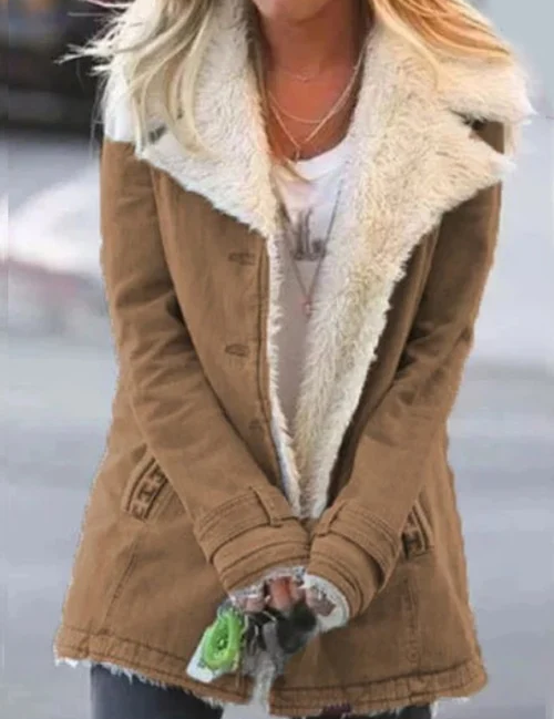 Susanne - Women's Cozy Thermal Jacket - Fashionable and Insulated Khaki