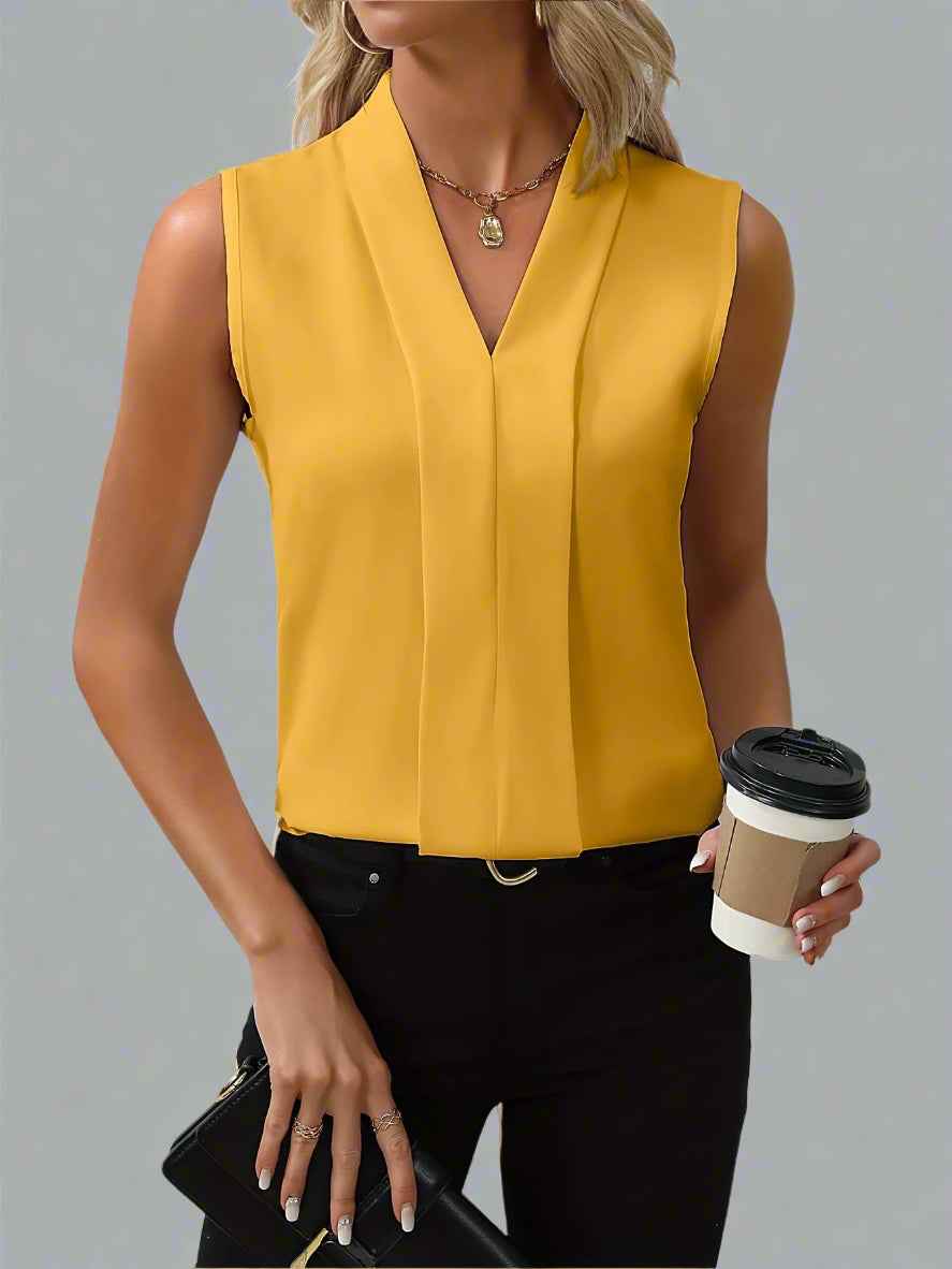 Elegant Sleeveless V-Neck Blouse for Women Lightweight