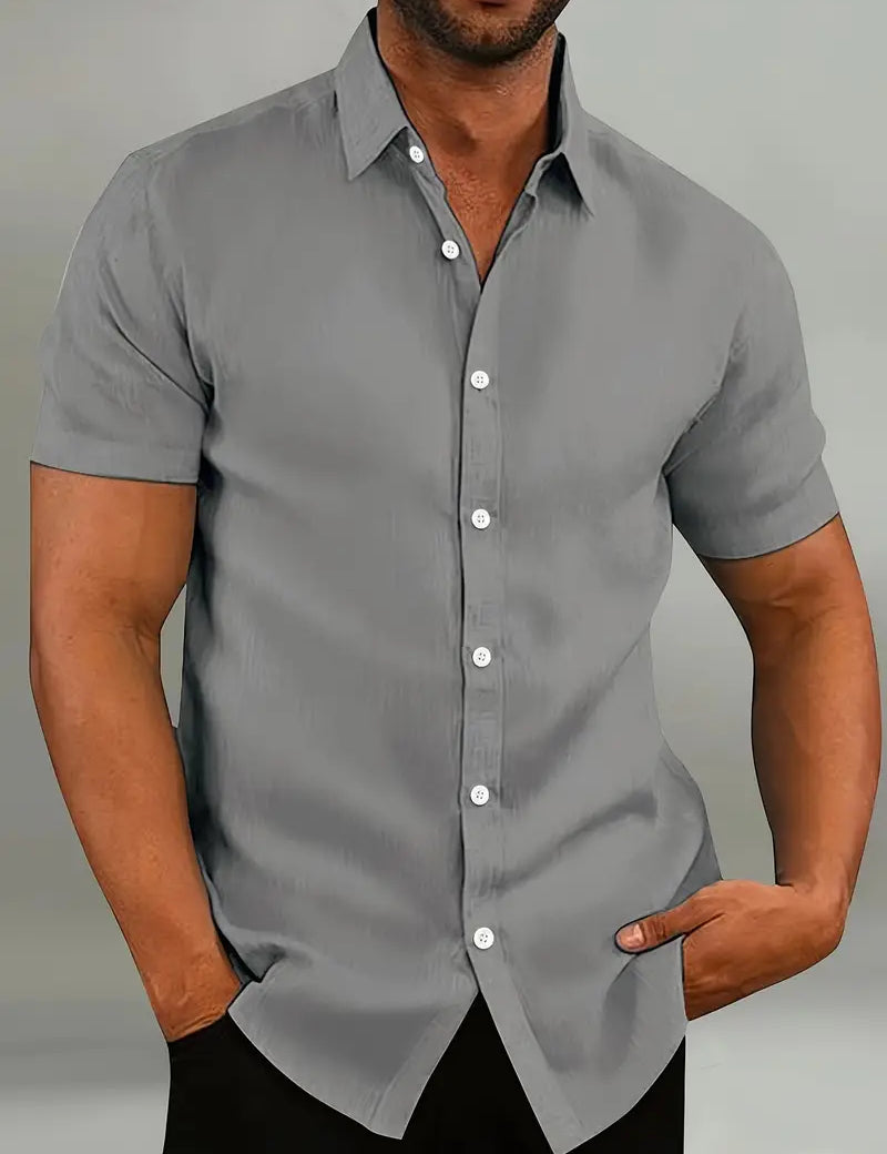 Fritz Short Sleeve Button-Up Shirt Gray