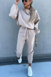 Mackenzie Cozy Sweater Pants Set - Stylish Tracksuit for Ultimate Comfort Apricot