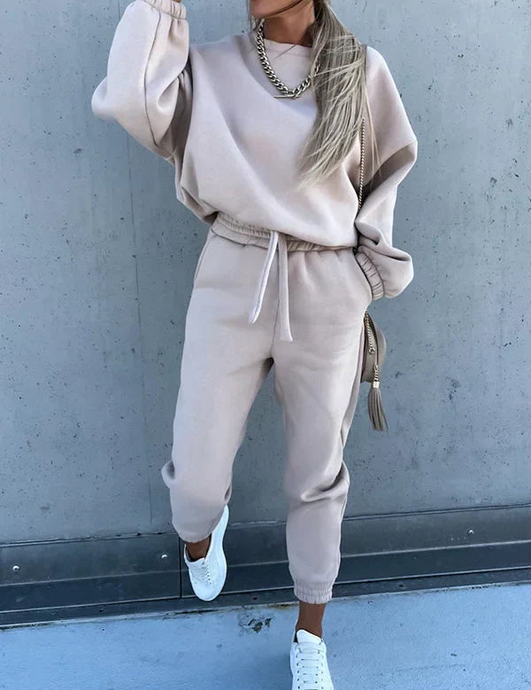 Mackenzie Cozy Sweater Pants Set - Stylish Tracksuit for Ultimate Comfort Apricot