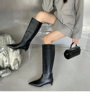 Rosette - Pointed Toe Knee-High Boots