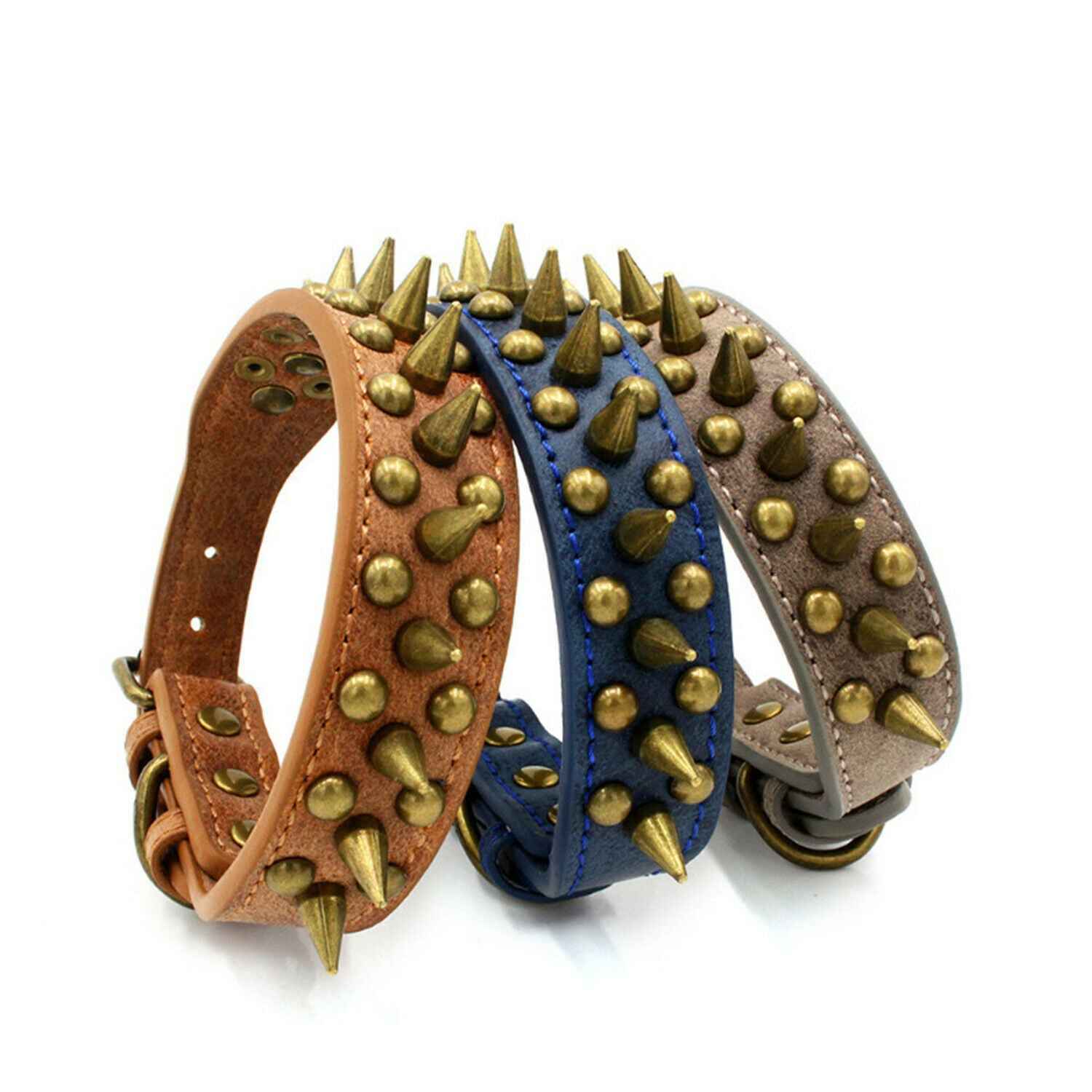 Retro Spiked Dog Collar – PU Leather Adjustable Collar for Large Dogs