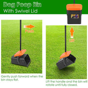 Pooper Scooper Kit – Long Handle Rake & Bin with Bags for Dog Waste