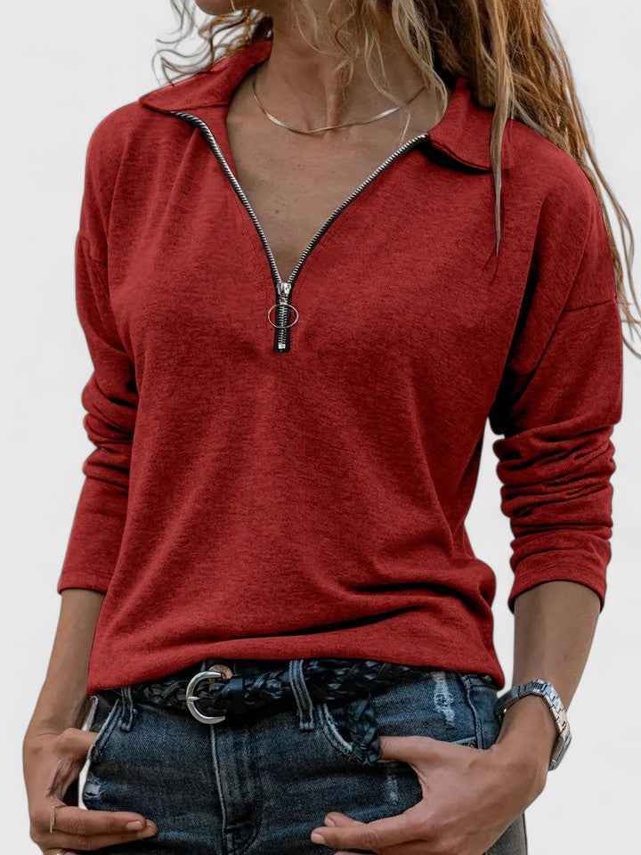 Lightweight Comfortable Top With Zipper Detail For Everyday