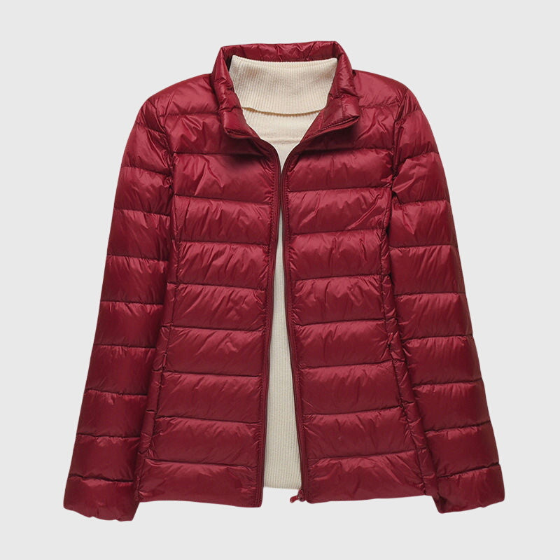 Lily - Ultra-Light Quilted Jacket Burgundy Stand-up collar