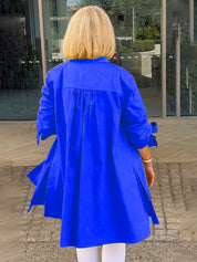 Gathered Back Cotton Shirt Jacket With Flowy Swing Casual - New Family Finds