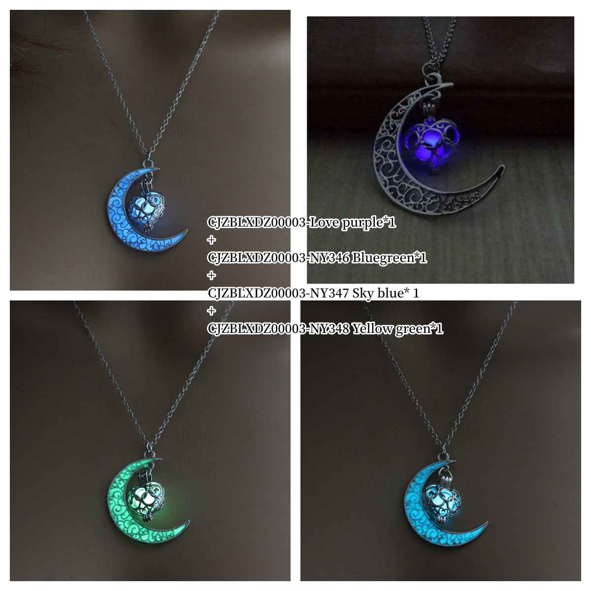 Glowing Pendant Necklace – Luminous Silver Chain Jewelry for Women Bundle1