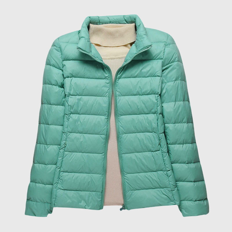 Lily - Ultra-Light Quilted Jacket Turquoise Stand-up collar