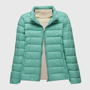 Lily - Ultra-Light Quilted Jacket Turquoise Stand-up collar