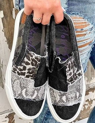 Astrid Leopard Print Slip-On Sneakers Black