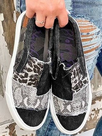 Astrid Leopard Print Slip-On Sneakers Black