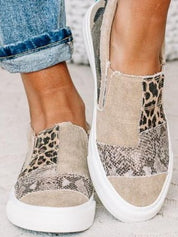 Astrid Leopard Print Slip-On Sneakers Khaki