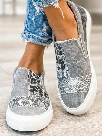 Astrid Leopard Print Slip-On Sneakers Grey