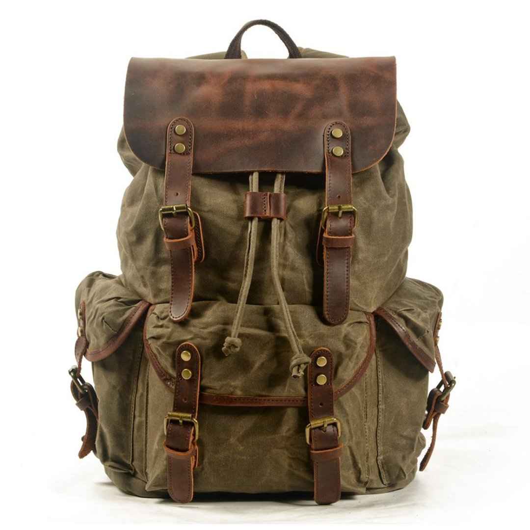 Ringo Vintage Outdoor Travel Backpack - Stylish and Functional Buckle Design Light Grey One Size