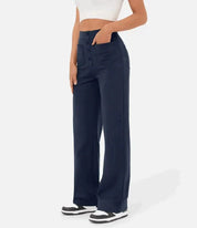 Vicky - Wide-Leg High-Waisted Trousers Navy Blue