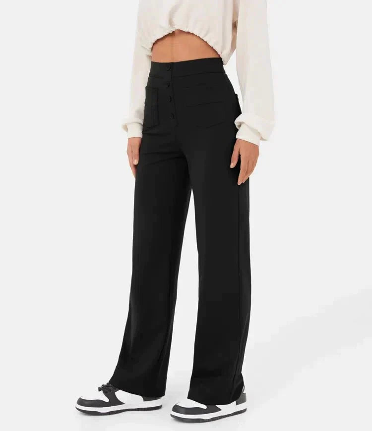 Vicky - Wide-Leg High-Waisted Trousers Black