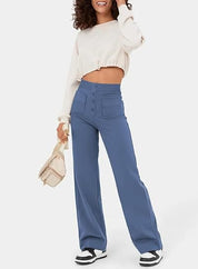 Vicky - Wide-Leg High-Waisted Trousers Light Blue