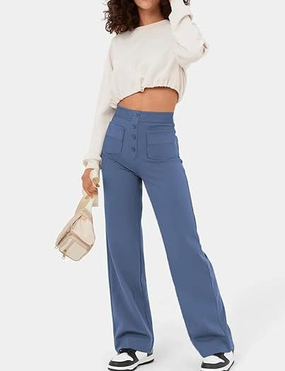 Vicky - Wide-Leg High-Waisted Trousers Light Blue