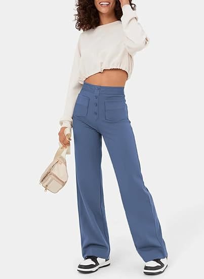 Vicky - Wide-Leg High-Waisted Trousers Light Blue