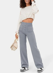Vicky - Wide-Leg High-Waisted Trousers Grey
