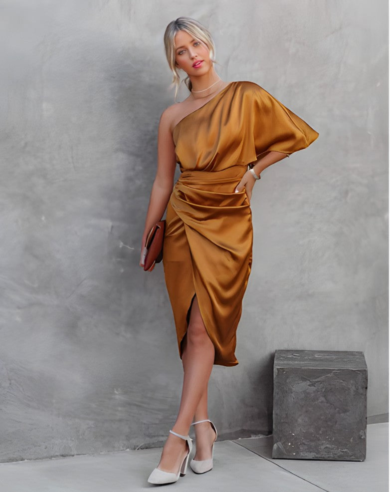 Amira Asymmetrical One-Sleeve Party Dress
